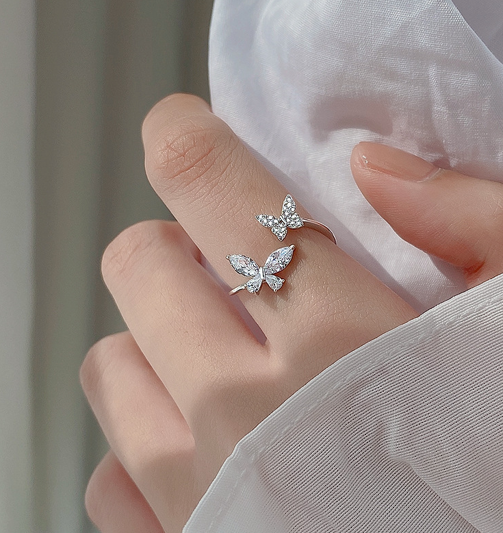 S925 Sterling-Silber Schmetterling Ring für Damen
