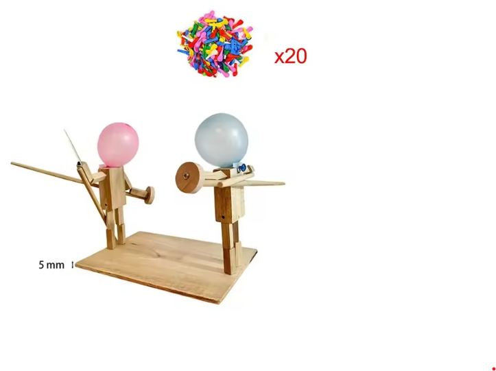 Marionnettes de combat en bois « Têtes de ballon » faites à la main
