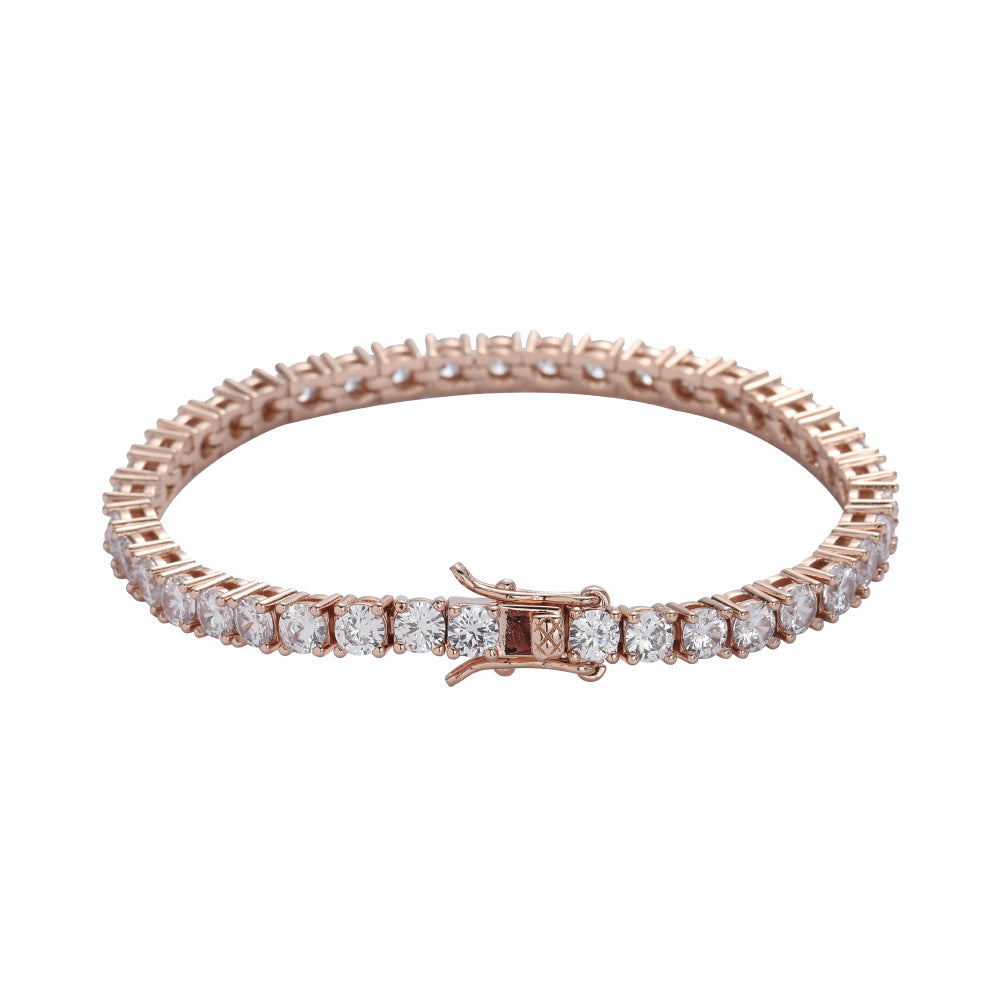 Tennis-Kette, Kupfer, Zirkon, einreihig, Hip-Hop-Armband
