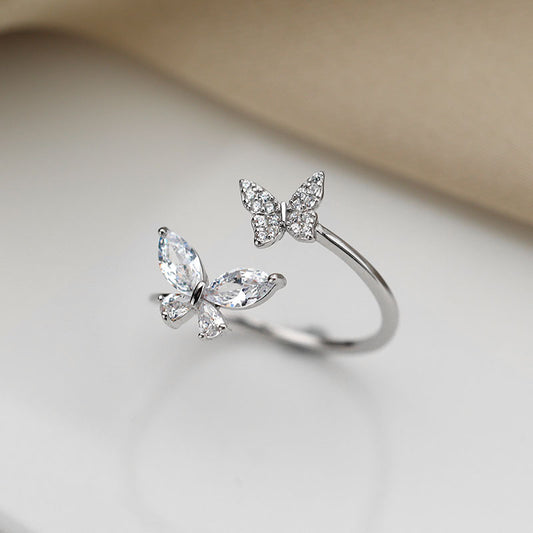 S925 Sterling-Silber Schmetterling Ring für Damen