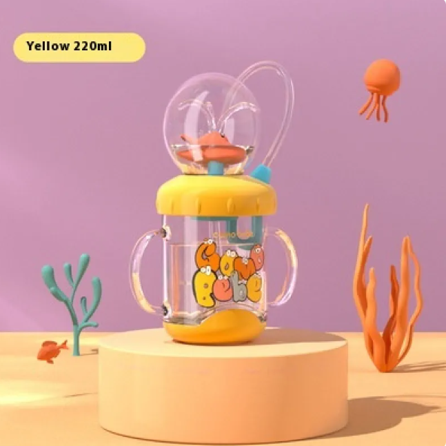 Walfisch-Cartoon-Trinkflasche für Kinder mit Taucher-Fontäne – Tritan auslaufsicherer Becher (verschiedene Größen und Farben)