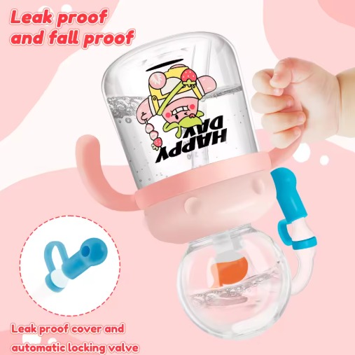 Walfisch-Cartoon-Trinkflasche für Kinder mit Taucher-Fontäne – Tritan auslaufsicherer Becher (verschiedene Größen und Farben)