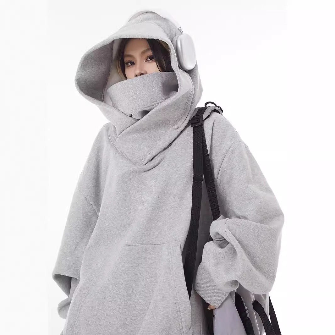 Weiter Hoodie mit hohem Kragen und Fleecefutter