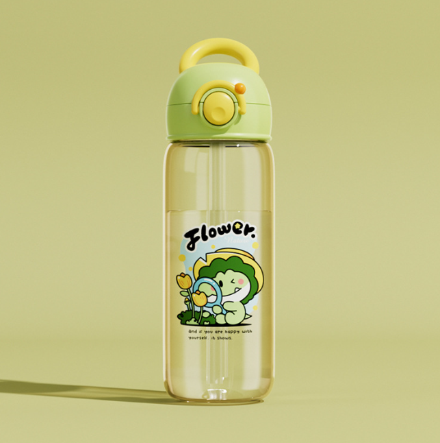 Walfisch-Cartoon-Trinkflasche für Kinder mit Taucher-Fontäne – Tritan auslaufsicherer Becher (verschiedene Größen und Farben)