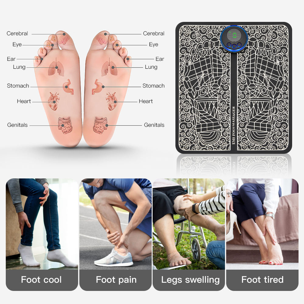 Tapis de massage de pieds rechargeable