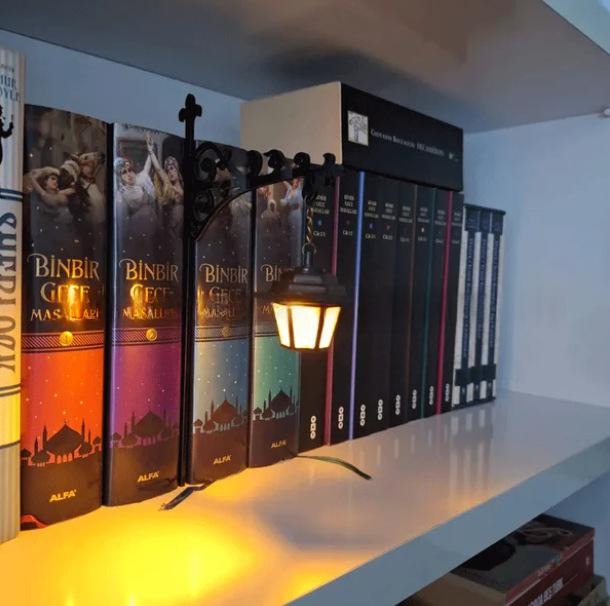 T Bibliothèque Éclairage d'Étagère Lanterne Artisanat en Métal