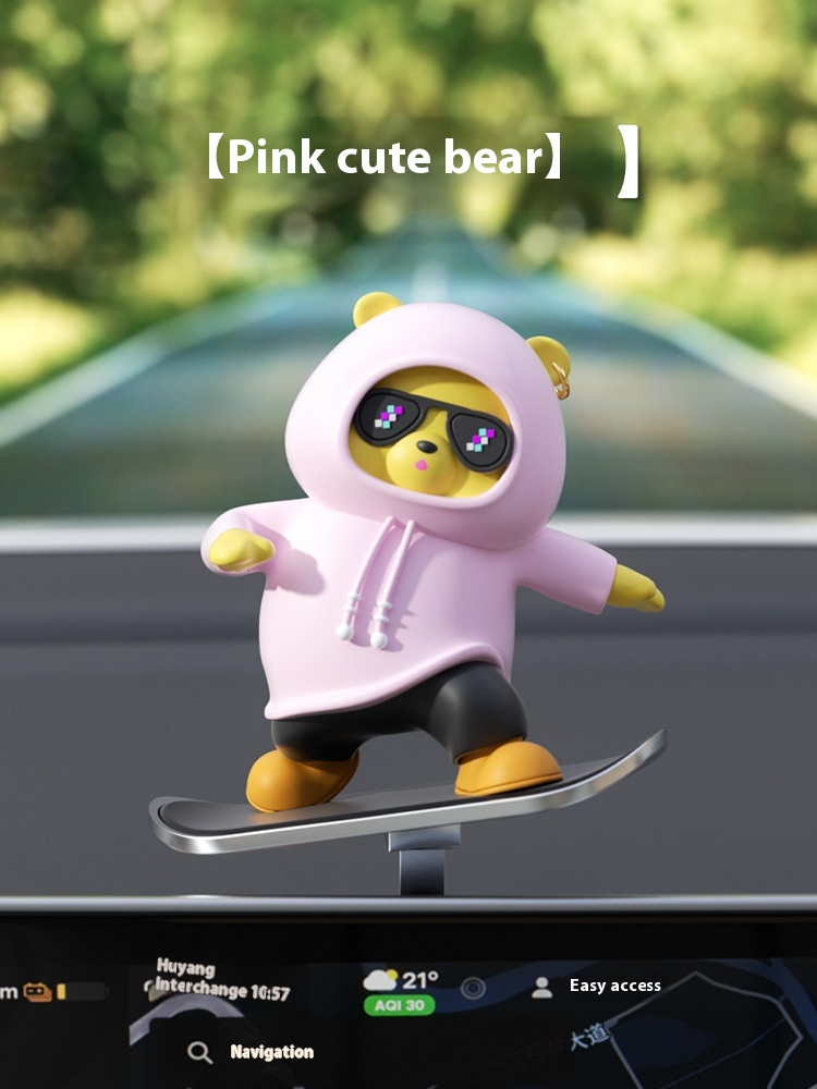 Zeichentrick-Bär Auto Skateboard