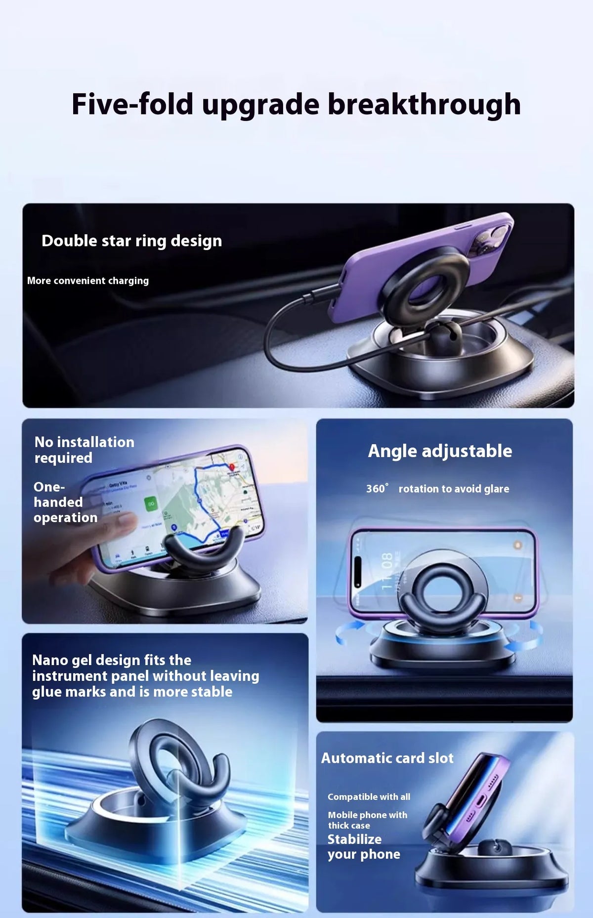 Verstellbarer magnetischer Handyhalter für das Auto